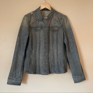 Elie Tahari Embroidered Denim Jacket